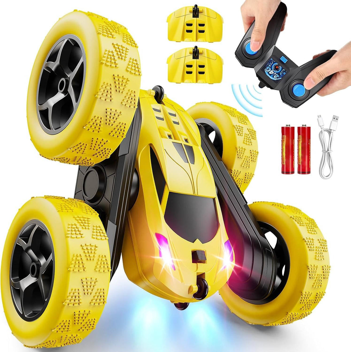 RC Stunt Car with LED Lights & 360° Flips