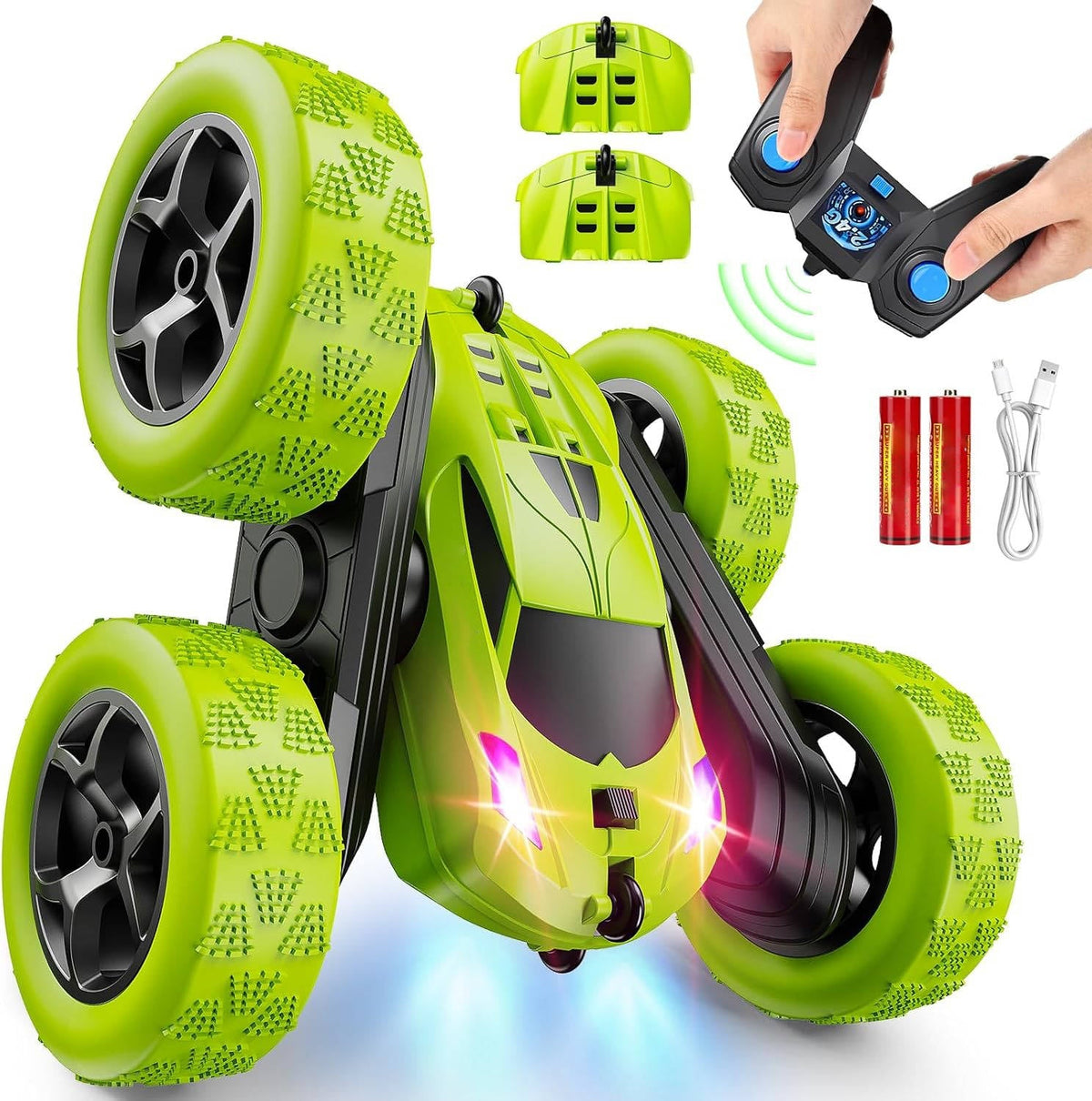 RC Stunt Car with LED Lights & 360° Flips