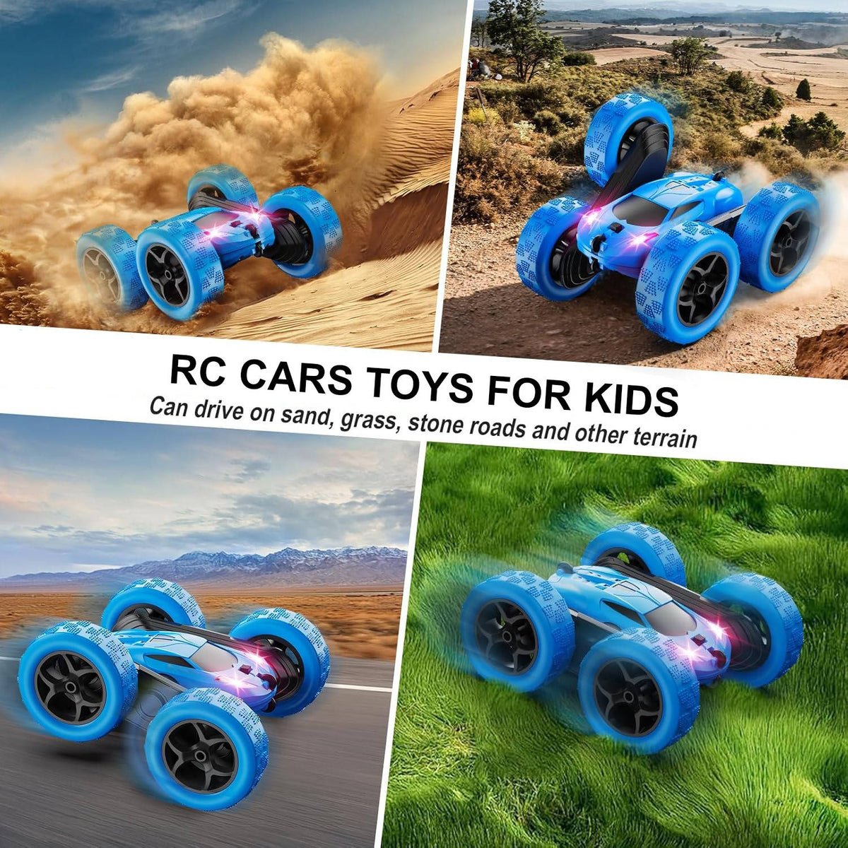 RC Stunt Car with LED Lights & 360° Flips