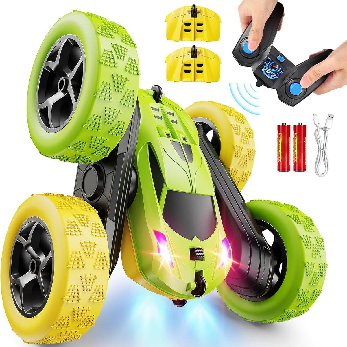 RC Stunt Car with LED Lights & 360° Flips