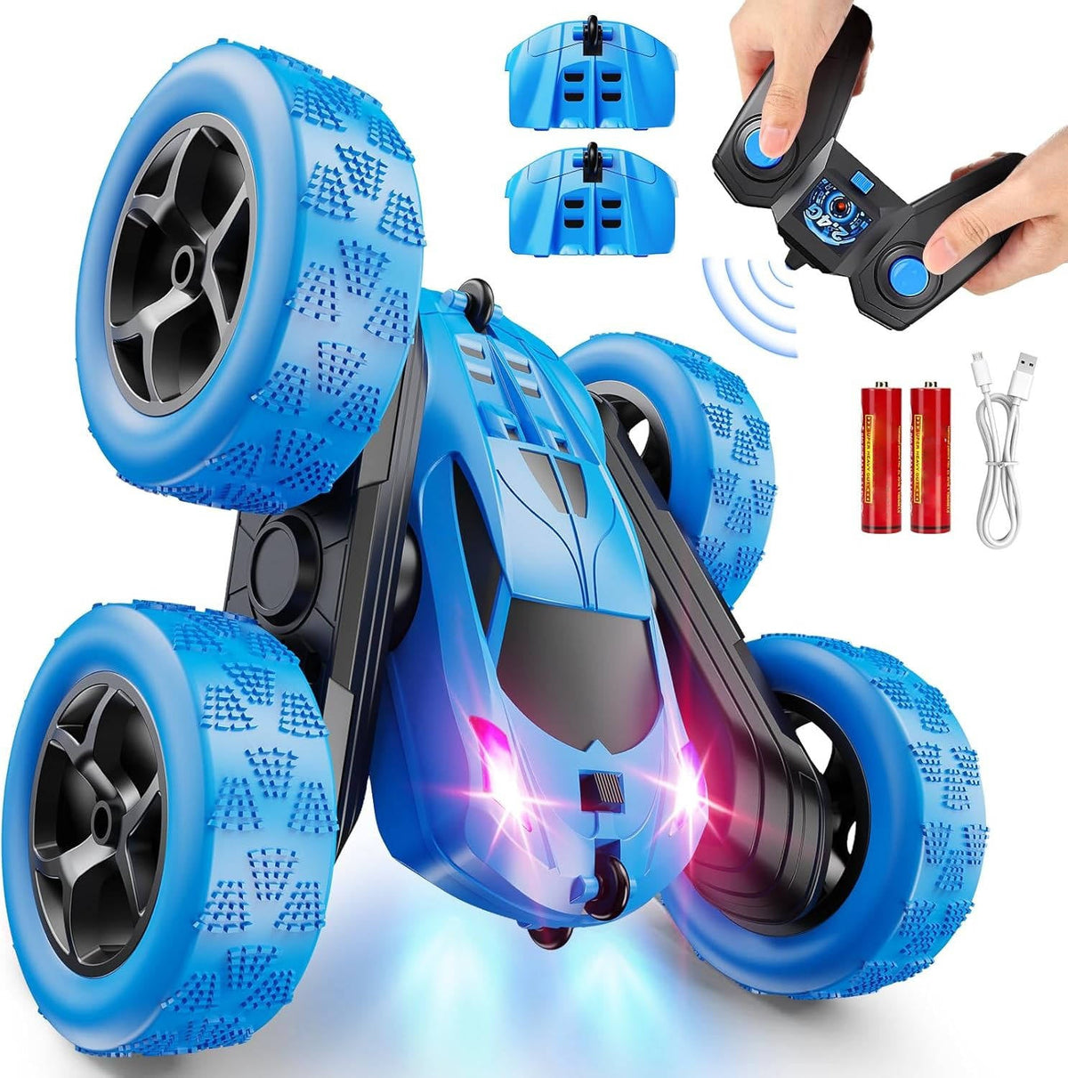 RC Stunt Car with LED Lights & 360° Flips