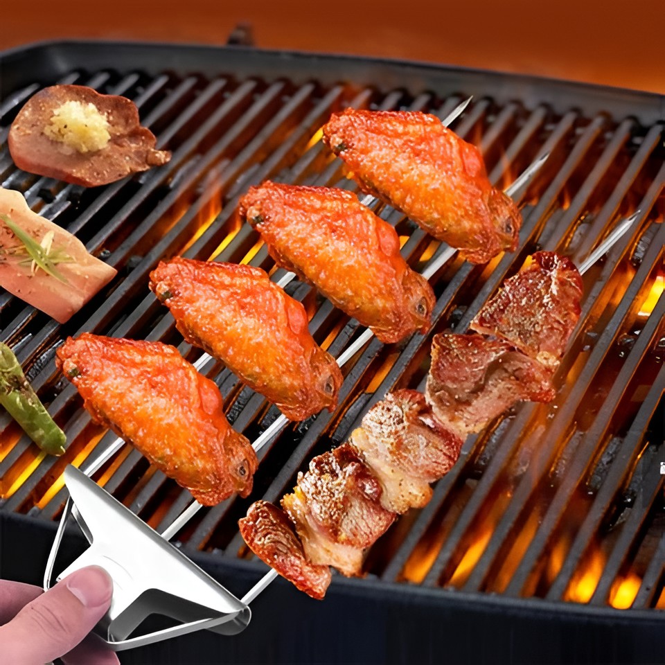 3-Prong BBQ Grill Skewer Set